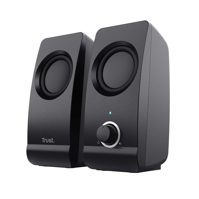 Trust Remo 2.0 PC Speakers, 16W (8W RMS), USB Powered, Jack 3.5mm, Stereo Speaker Set with Volume Control, Compact Sound System for Computer and Laptop - Black