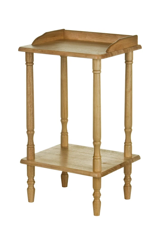 Premier Housewares Rubberwood Rectangle Console Table with Shelves Console Table Narrow Vintage Hall Table Telephone Table 62 X 36 X 29 Cm, Natural