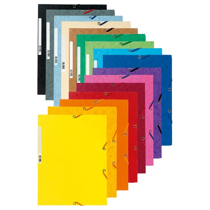 Exacompta - Ref 55500E - Europa Elasticated 3 Flap Folders (Pack of 50) - 24 x 32cm, Suitable for A4 Documents, 400gsm Genuine Premium Pressboard - Assorted Colours