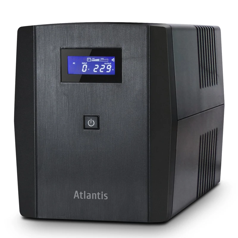 Atlantis OnePower S1501, UPS Line Interactive 1500VA/900W, AVR, Pseudo-Sine Wave, 4 IEC Outlets+1 Schuko Plug, 2 x 12V 9Ah Batteries, Upsilon 2000 Software License Included