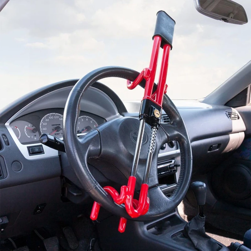 AutoStyle Universal anti-theft steering wheel lock 'Heavy Duty' - Red