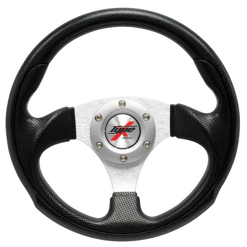AutoStyle Universal steering wheel 'Eruption' - Ø295mm - Black PU-leather + Silver spokes