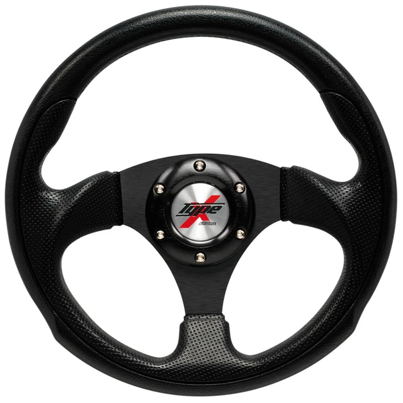 AutoStyle Universal steering wheel 'Eruption' - Ø295mm - Black PU-leather + Black spokes