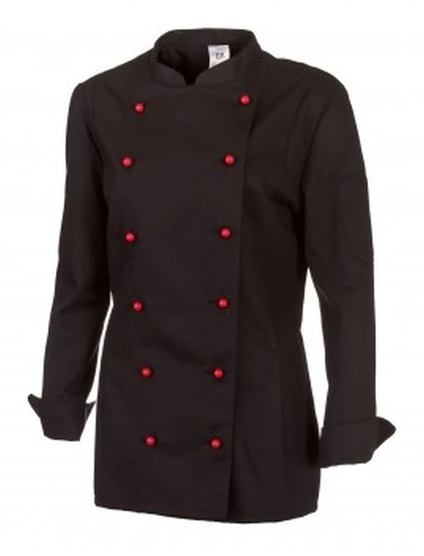 BP 1542-400-32-38, Women's chef's jacket, Long sleeve with cuffs 215,00 g/m², fabric blend black, 12