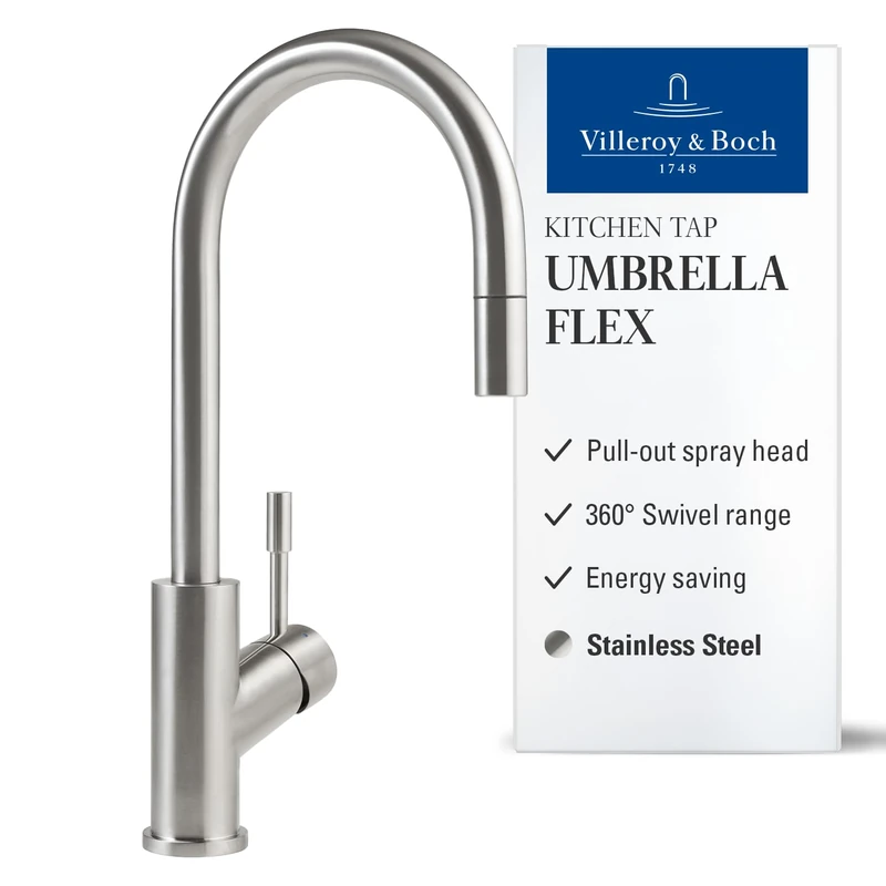 Villeroy & Boch VB-9254 00 LC, Kitchen Sink tap Umbrella Flex, Brushed Steel