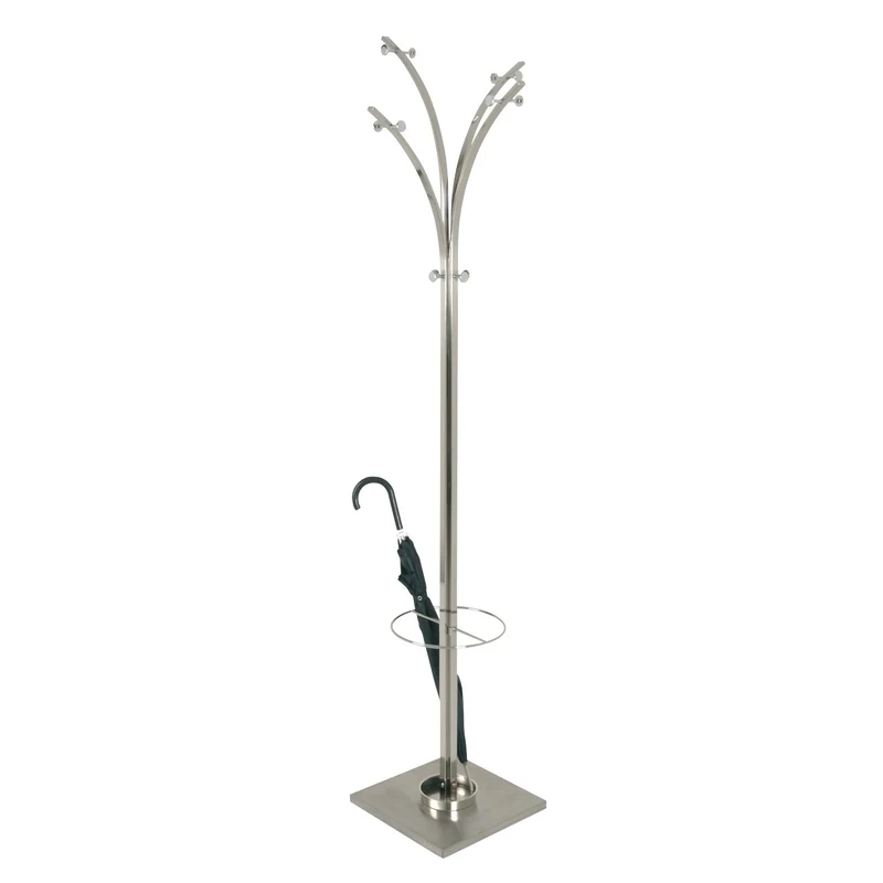 HAKU Möbel Hall-Tree Stainless Steel Look, Metal - Size: W 45 cm X H 187 cm X D 45 cm, Style: Modern