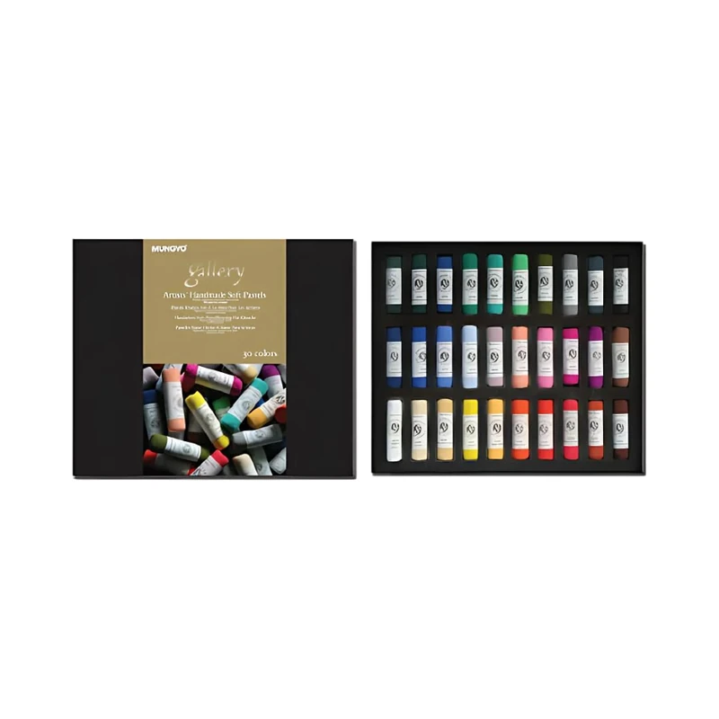 Mungyo MPHM-30 Gallery Artists' Handmade Soft Pastels, Set of 30 Hand-Rolled Pastels in Artist Quality, Soft Consistency