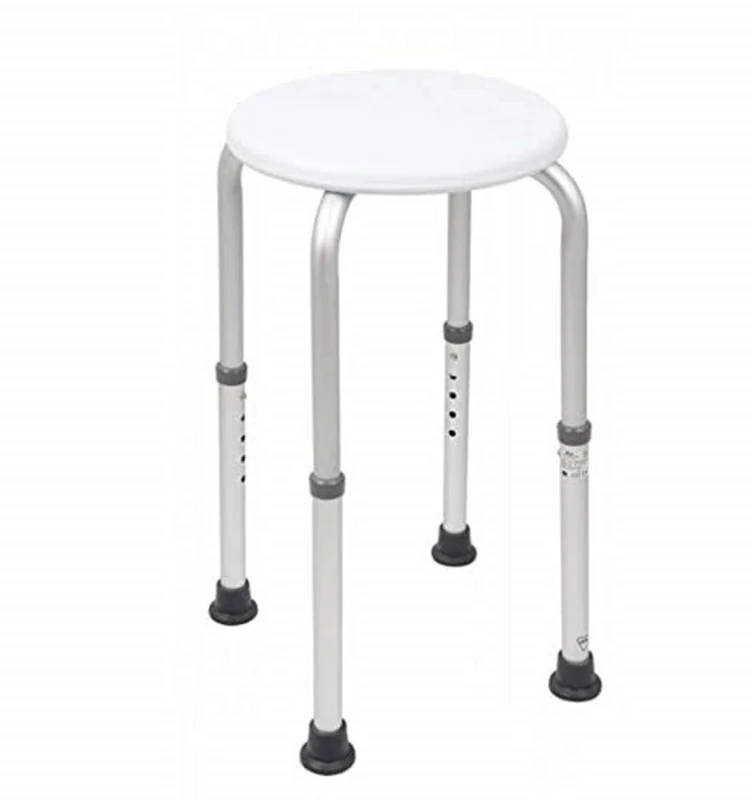 Homecraft Aluminium Shower Stools with Circular Seat, 508-610 mm Pre-Assembled (Eligible for VAT Relief in the UK) Height Adjustable Sturdy Bathroom Seat for Elderly & Disabled, Reduce Slips & Falls