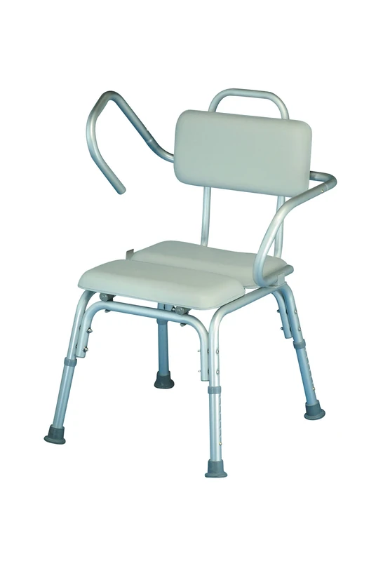 HOMECRAFT Lightweight Padded Shower Chair, Adjustable Bath Seat with Armrests for Bathing, Elderly, Disabled, and Limited Mobility, and Cutout for Personal Care, Shower Transport Chair, Shower Seat