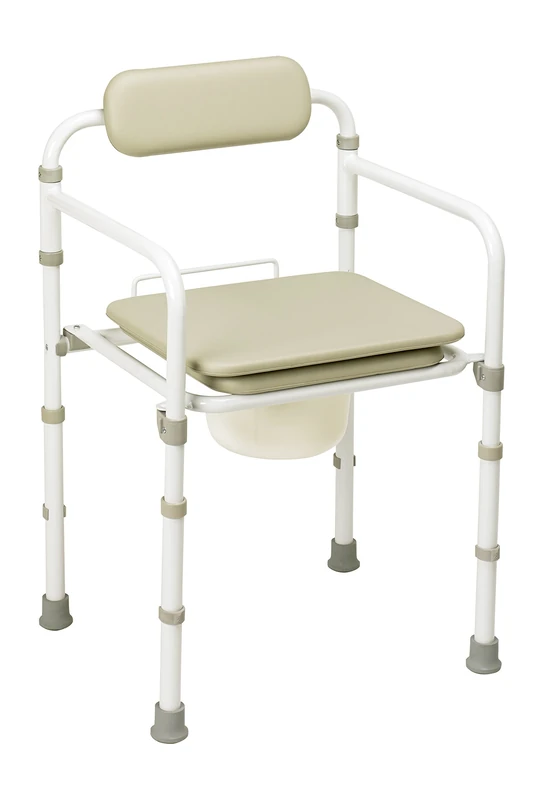 HOMECRAFT Uni-Frame Folding Commode, Portable Toilet, Toilet Bowl & Pan for Elderly, Handicapped, and Disabled users, Metal Toilet for Bedside Bathroom Use, Folding Toilet, Bedside Commode for Safety