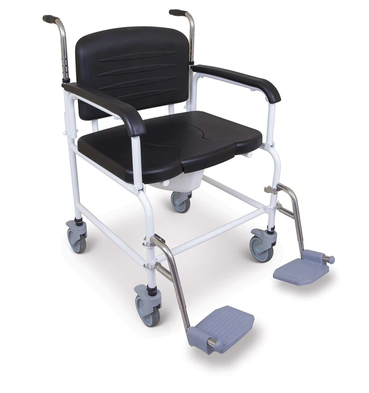 Bariatric Mobile Commode, Commode Chair on Wheels, Manoeuvrable and Easy to Move Bathroom Aid, Padded and Pushable Commode Wheelchair