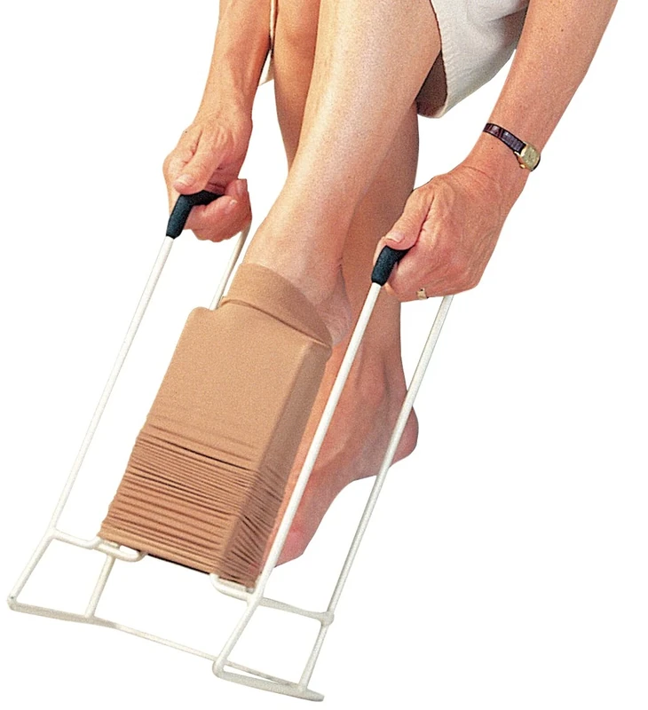 Sammons Preston Stocking Donner, Popular Design Features Foam Handles for Easy Grip & Smooth Baked Epoxy Finish for No Snags, Adaptive Dressing Aid Makes Applying Socks & Compression Stockings Simple