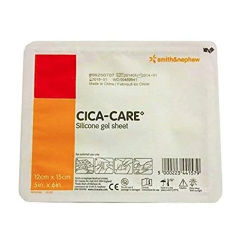 Cica Care Silicone Gel Sheet, Self- Adhesive Scare Treatment, Advanced Treatment, Easy to Place and Remove, 15 x 12 cm (Case of 10)