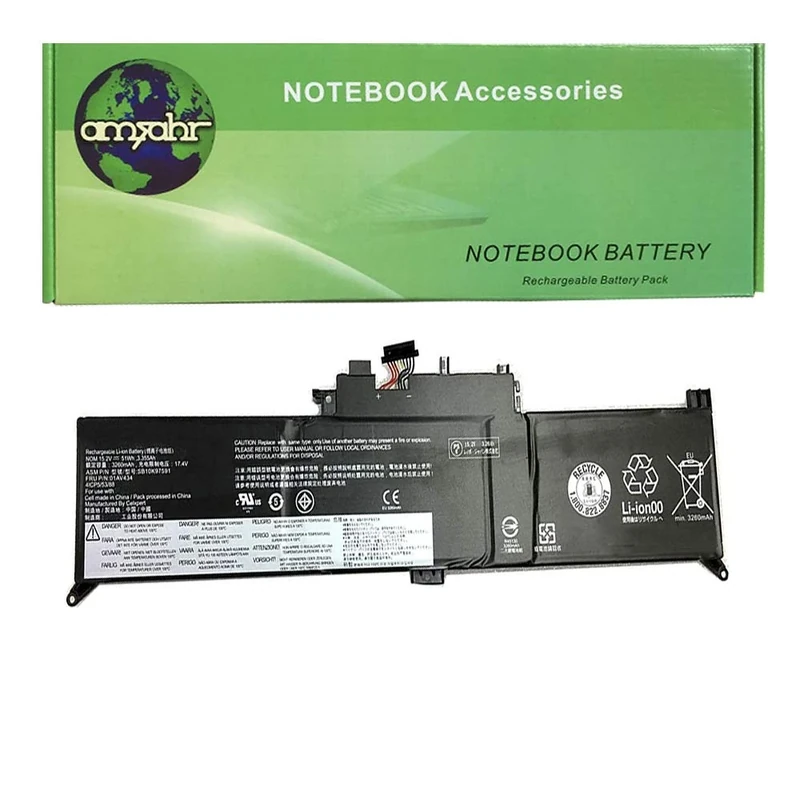 amsahr LEN01AV434-03 15.2 V 3.355 mAh Replacement Battery with Stereo Earphone for Lenovo 01AV434/Yoga 12 X260 Series