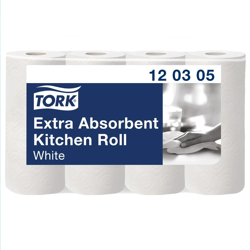 Tork Extra Absorbent Kitchen Paper Towel Roll White, Premium, 3-Ply, 48 x 12.2 m, 120305