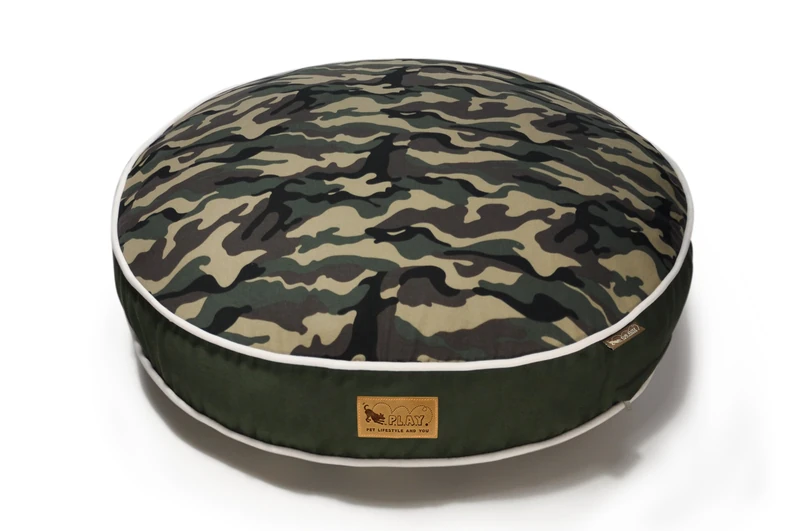 P.L.A.Y. (Pet Lifestyle And You) Round Bed - Camouflage - Green - L
