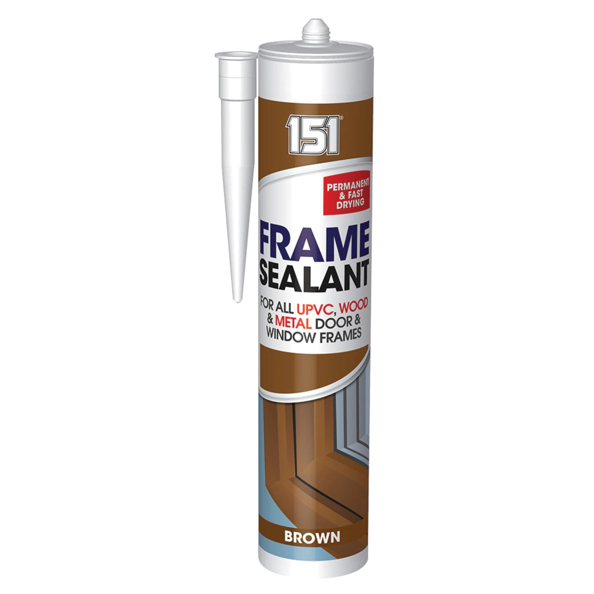 151 Frame Sealant - for All UPVC, Wood & Metal Door & Window Frames | Permanent & Fast Drying - Suitable for Internal Use Only (Brown, 280ml)