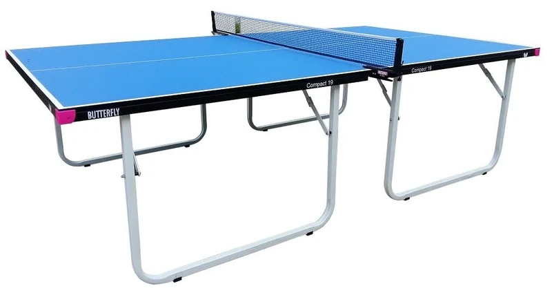 Butterfly Compact 19 Indoor Table Tennis Table | Foldable Wheelaway | FREE Bats & Balls Included | 3-Year Guarantee | Ping Pong Table with 19 mm Top | Ready Assembled | Blue