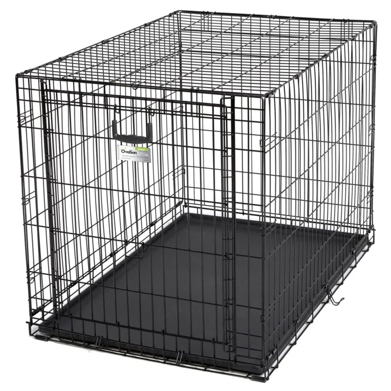MidWest Homes for Pets Large Ovation Single Door Folding Dog Crate, 106 cm, Space-Saving Patented Up & Away Door, Leak-Proof Pan, Divider Panel, Black