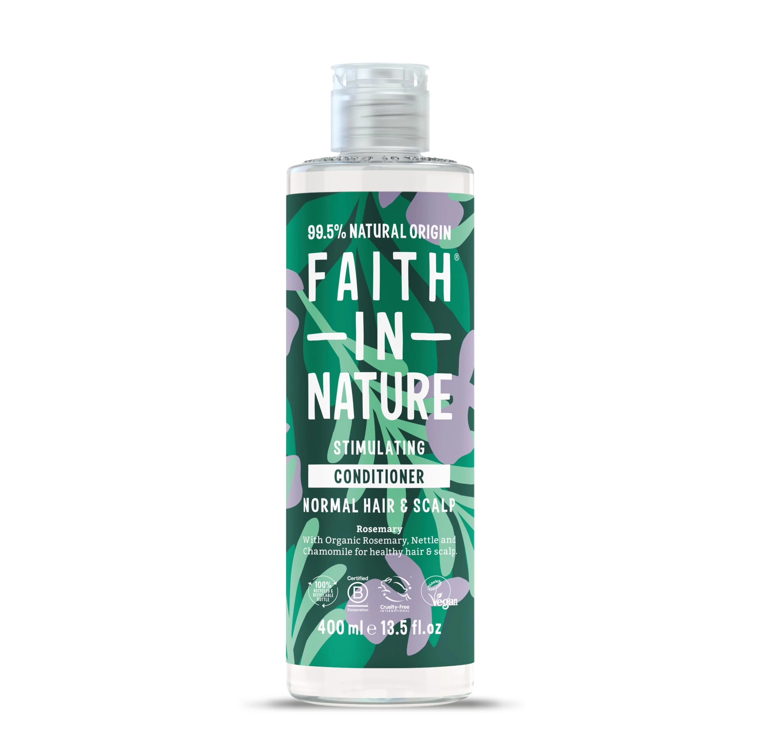 Faith In Nature Natural Rosemary Conditioner, Stimulating for Normal Hair & Scalp, Vegan & Cruelty Free, No SLS, Silicones or Parabens, 400ml