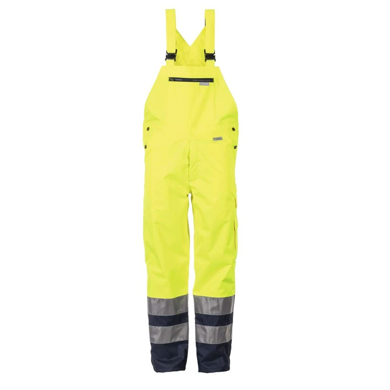 Planam 2067056 Size X-Large "High Visible" Rain-Dungarees - Yellow/Marine Blue