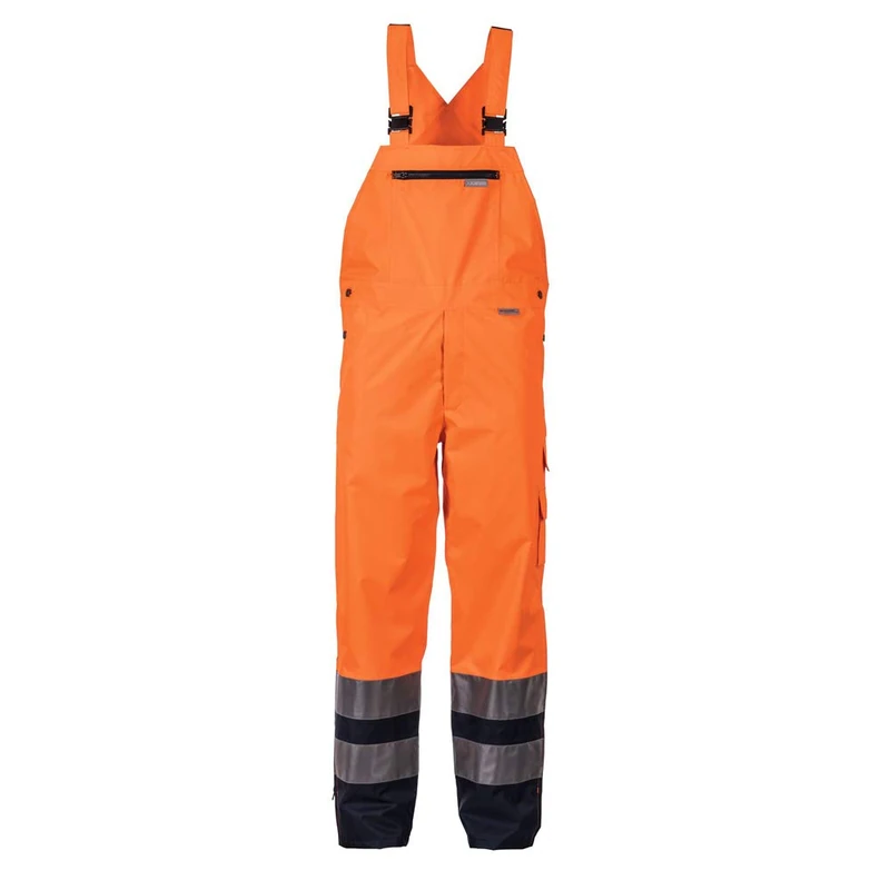 Planam 2066056 Size X-Large "High Visible" Rain-Dungarees - Orange/Marine Blue