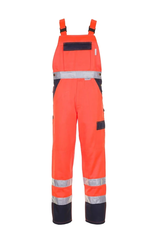Planam 2026028 Size 28 "High Visible" Dungarees - Orange/Marine Blue