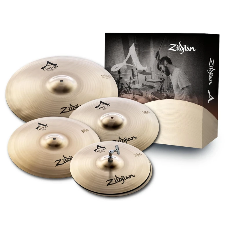 Zildjian A Custom Series Cymbal Box Set - 14 Inch Hi-Hats, 16 Inch/18 Inch Crash, 20 Inch Medium Ride