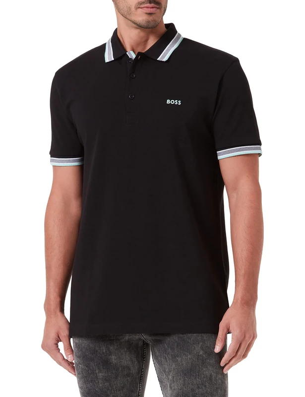 BOSS Men's Paddy Polo Shirt, Black, Medium