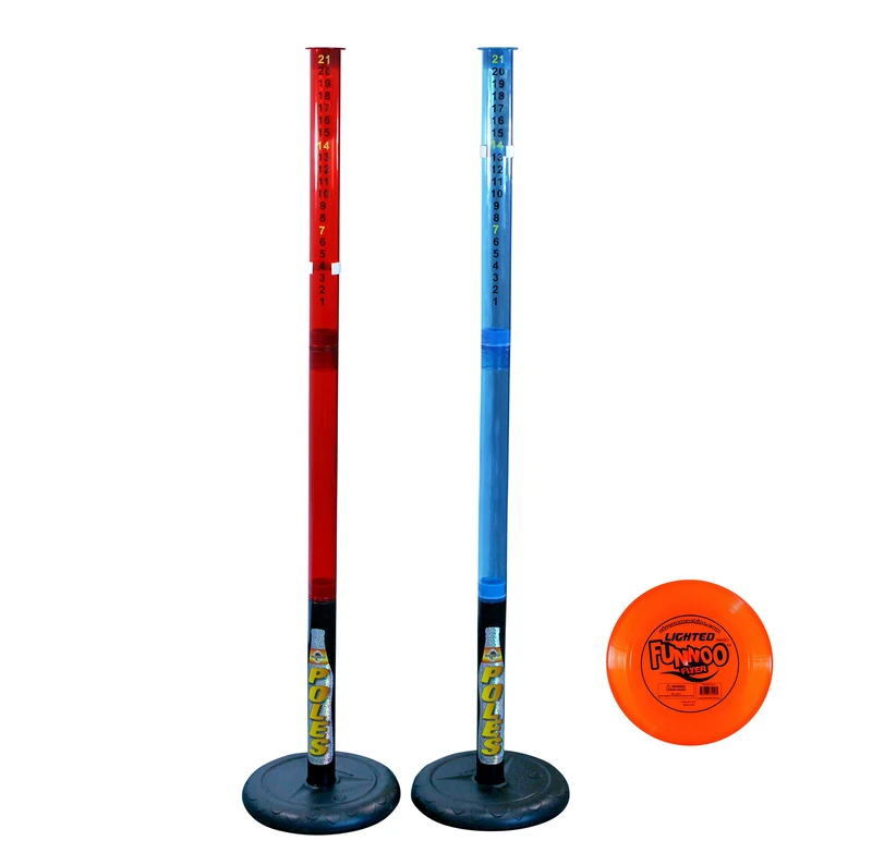 Water Sports Deluxe Poles Game with Frisbee Flying Disc, Attempt to Knock Off an Object From the Opposing Teams Pole, With Lights for Night Time Fun, Outdoor Toys Ages 8 and Up