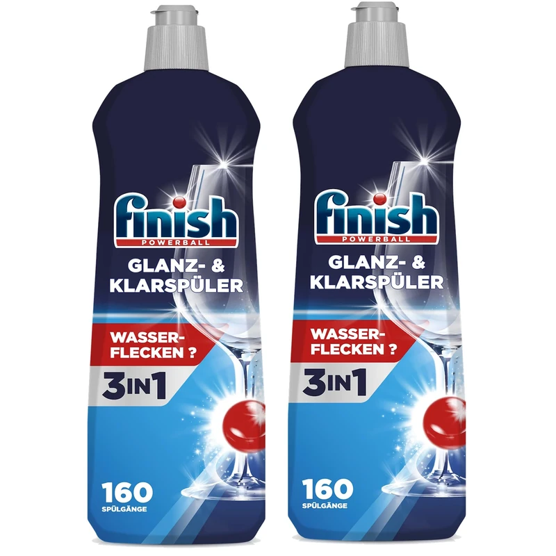 Finish Dishwasher Rinse Aid Liquid Shine and Protect, Regular, Pack of 2, 800ml Each