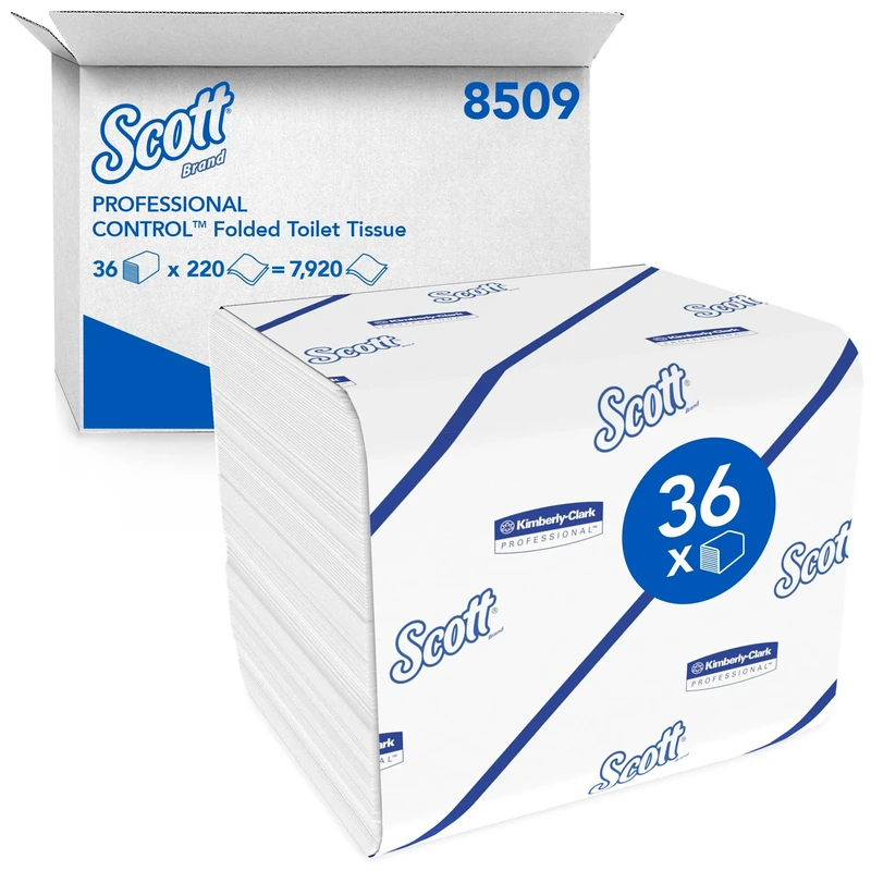 Scott Control Folded Toilet Tissue 8509-2 Ply Toilet Paper - 36 Packs x 220 Toilet Paper Sheets (7,920 Sheets)