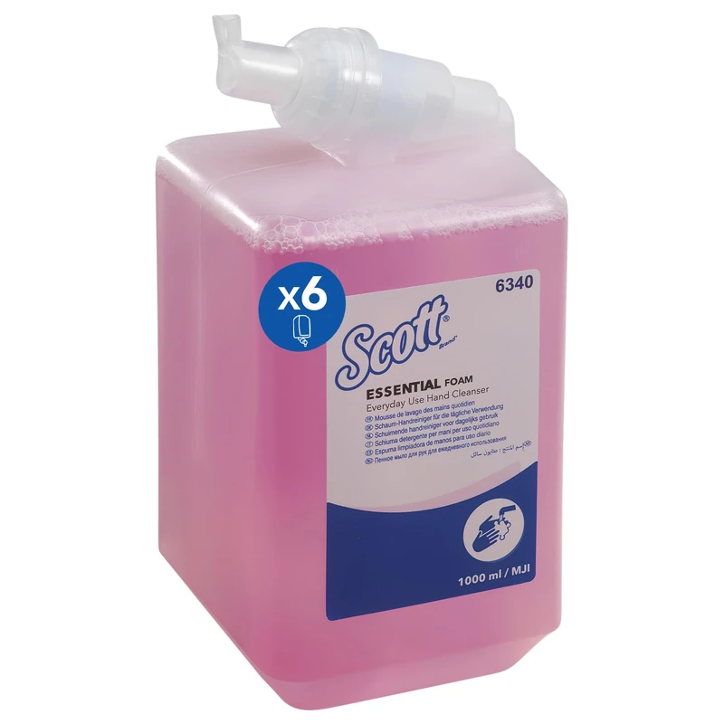 Scott® EssentialTM Foam Everyday Use Hand Wash 6340 – Scented Foaming Hand Soap for Frequent Use – 6 x 1L Pink Hand Wash Refills (6L Total)