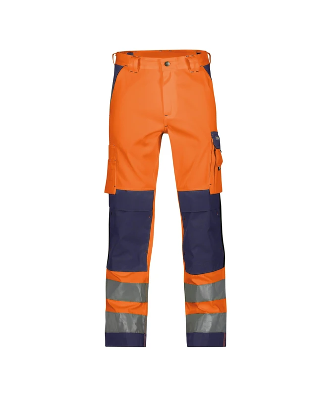 DASSY® Buffalo High visibility work trousers with knee pockets - size 48 - FLUO ORANGE/NAVY
