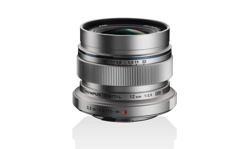 Olympus M.Zuiko Digital ED 12 mm F2.0 Lens, Fast Fixed Focal Length, Suitable for All MFT Cameras (Olympus OM-D & PEN Models, Panasonic G-Series), silver