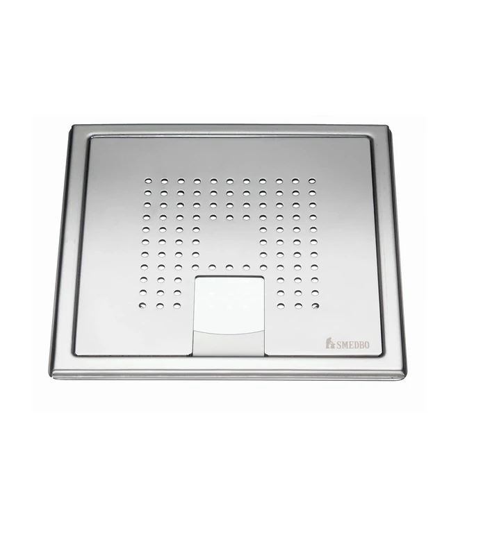 Smedbo Floor Grating Outline with Square for tub Pattern of Polished Stainless Steel, Stainless-Steel, Silver, 20 x 20 x 5.5 cm