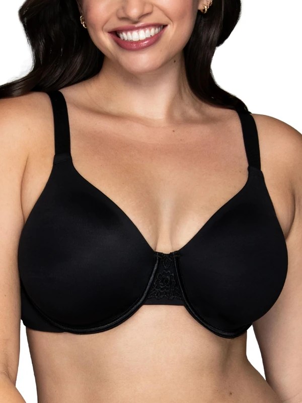 Vanity Fair Women's Beauty Back Smoothing Bra, Minimizes Bust Line Up to 1.5", Non Padded Cups Up to H, Opaque, Midnight Black, 40D
