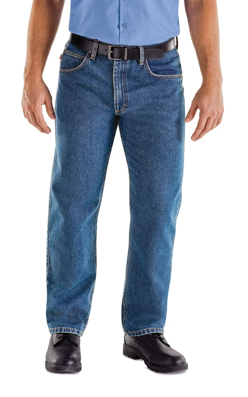 Red Kap Men's Relaxed Fit Jean, Stonewash, 34x32