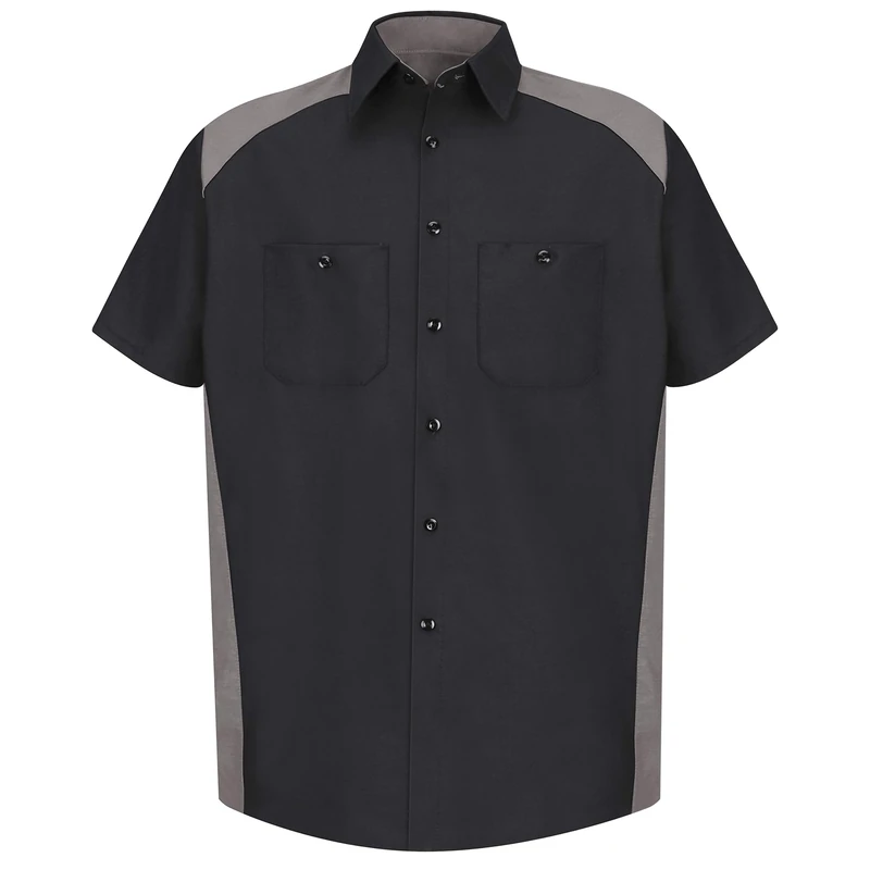 Red Kap Men's Motorsports Shirt, Short Sleeve, Silver/Black, Large - Image 1
