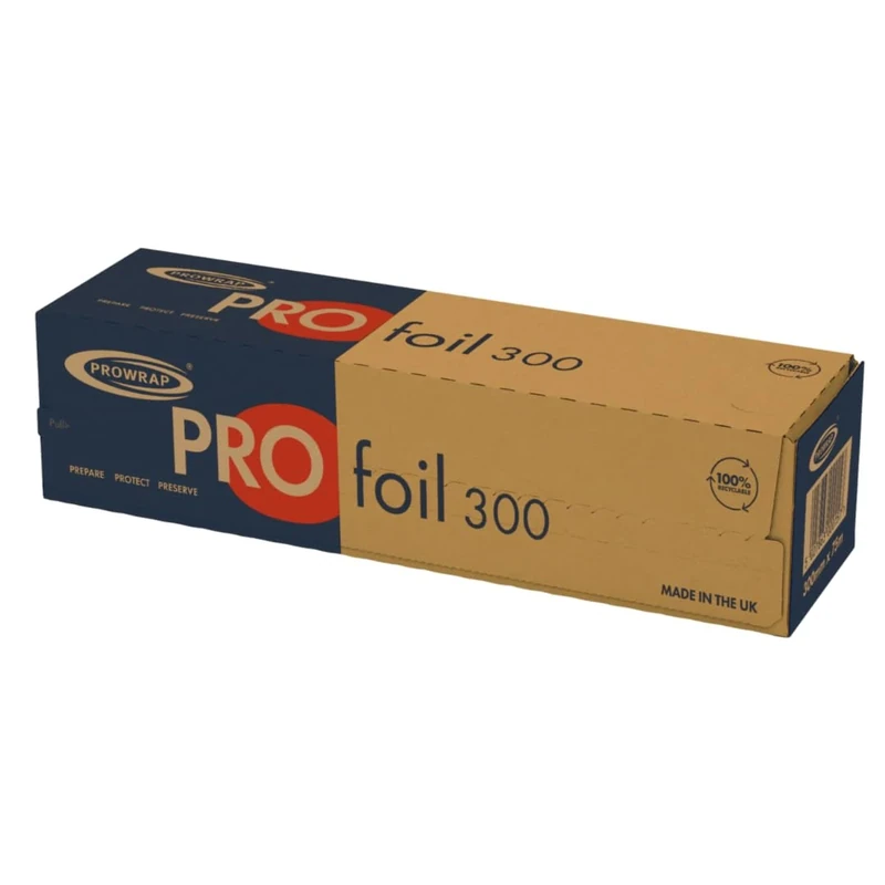PROWRAP | Professional Catering Kitchen Foil Roll | 300mm x 75m | Heavy Duty Aluminium Foil for Cooking, Baking, Roasting & Freezing | Food Grade & Recyclable | Single Roll