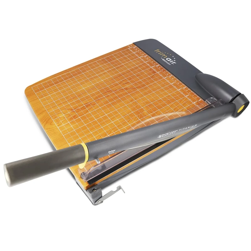 Westcott TrimAir Paper Trimmer 12’ (30 cm) | Premium Cutting Machine with Wooden core and Titanium-Coated Blade | Guillotine Cutter incl. Grid & Measuring Scales for up to 30 Sheets | 15106