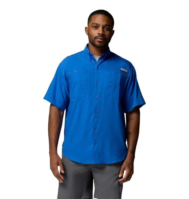 Columbia Men's Tamiami 2 Short Sleeve Shirt, Short Sleeve Shirt, Vivid Blue, Medium