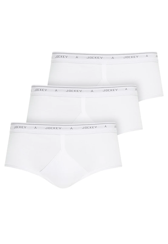 Jockey UK Classic Cotton Rib Y-Front Brief 3Pack, White/White/White, 36 Waist