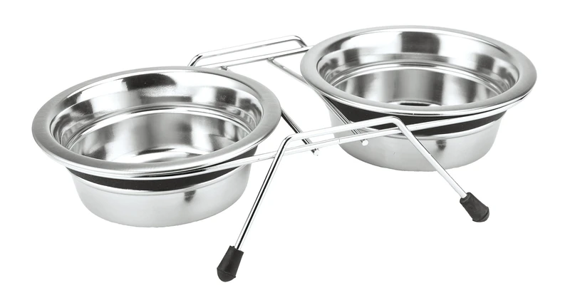 Nobby 79049 "Silent Diner" Double Feeding Bowl Stainless Steel