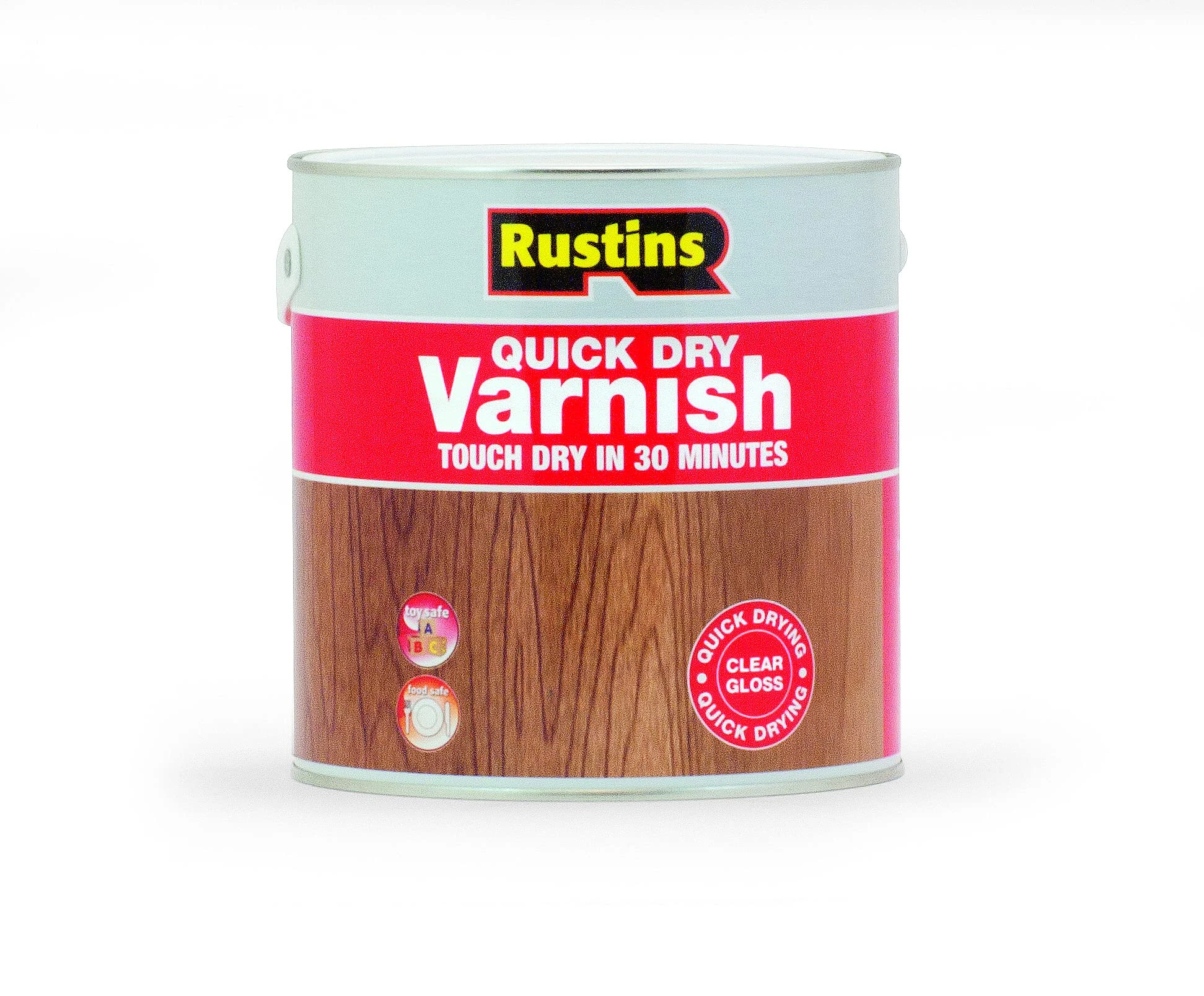 Rustins Quick Dry Varnish Clear Gloss 2.5l -Fast-Drying Water-Based Wood Varnish; Durable Non-Yellowing Finish in Gloss, Satin or Matt for Indoor Use