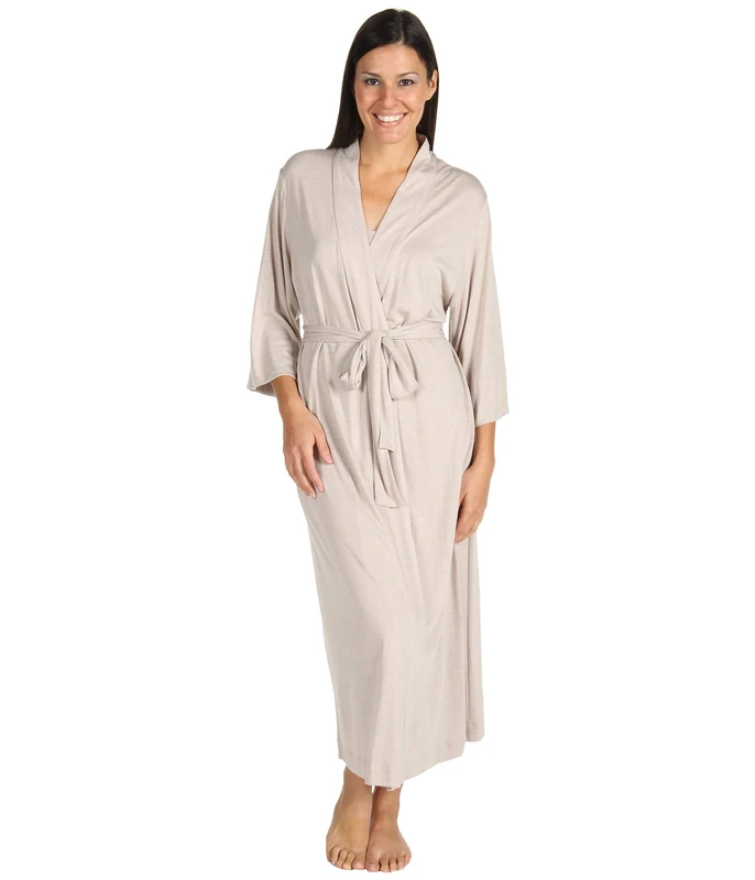 Natori Shangri La Long Robe with Kimono Sleeves, Bathrobe for Women, Cashmere, S