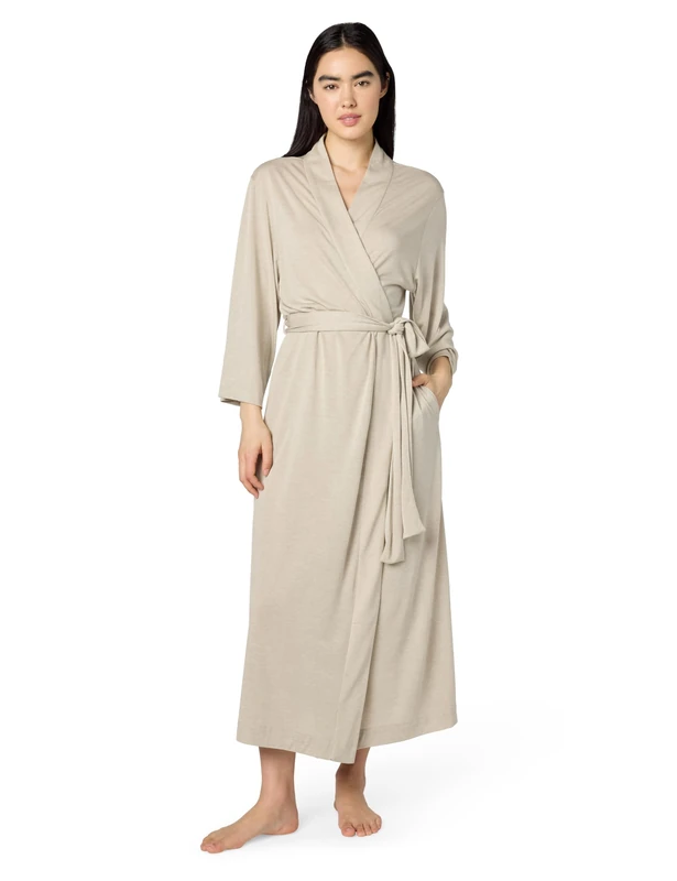 Natori Shangri La Long Robe with Kimono Sleeves, Bathrobe for Women, Cashmere, Medium