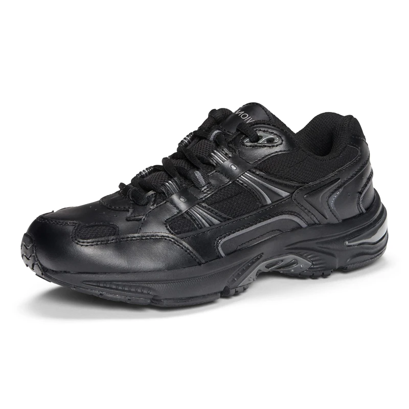 Vionic Men's Fashion Trainers - Mens Walker Classic, Black Leather, UK 9, Wide Fit