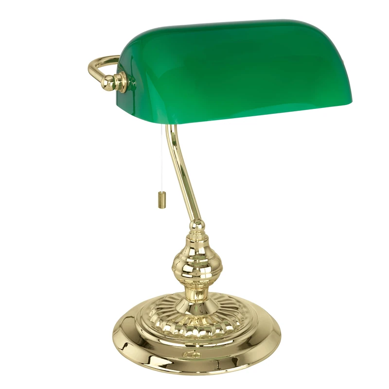 Eglo Banker Table Lamp - Vintage Green Glass & Bronze Finish