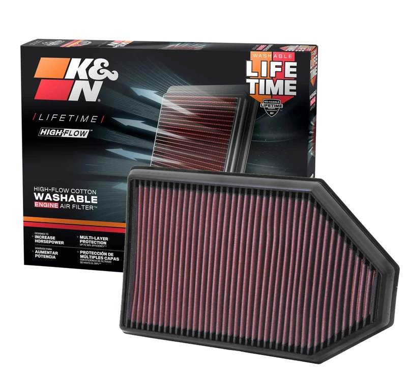 K&N Engine Air Filter: High Performance, Premium, Washable, Replacement Filter: 2011-2019 Chrysler/Dodge V6/V8 (Charger, Challenger, 300), 33-2460